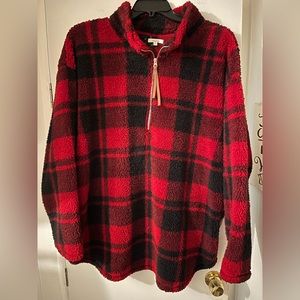 Maurice’s Red/Black Buffalo Plaid 1/4 Zip Fleece Pullover